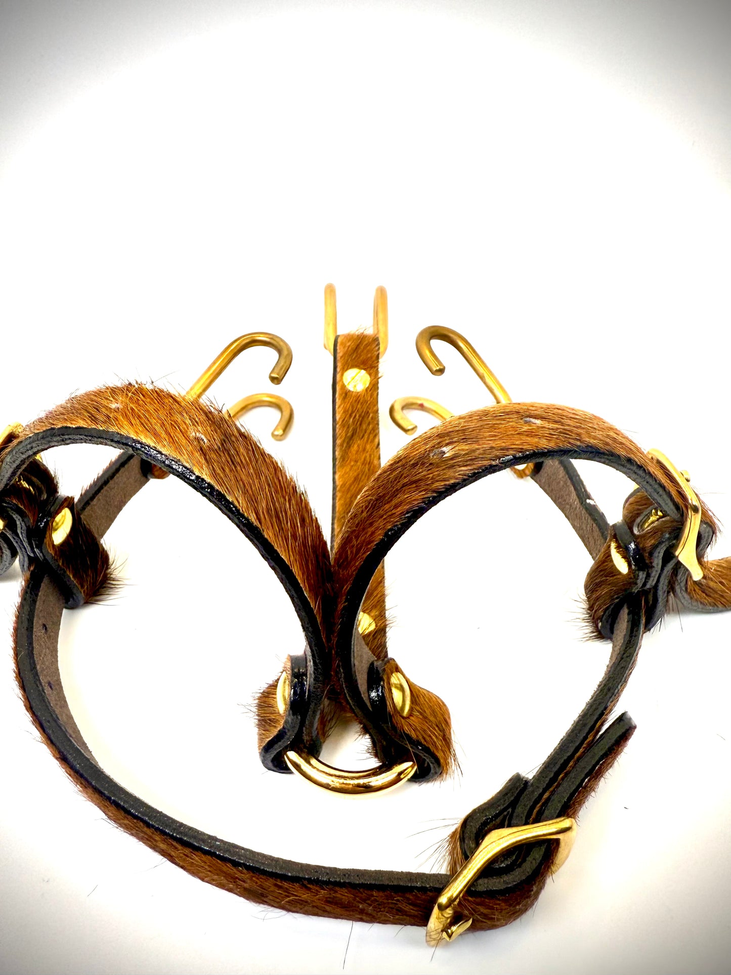 BDSM- Nose and Mouth restraint harness- long hair cowhide for sensory play