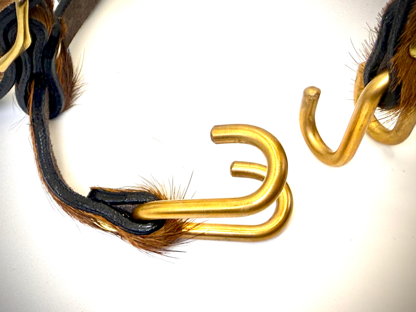 BDSM- Nose and Mouth restraint harness- long hair cowhide for sensory play