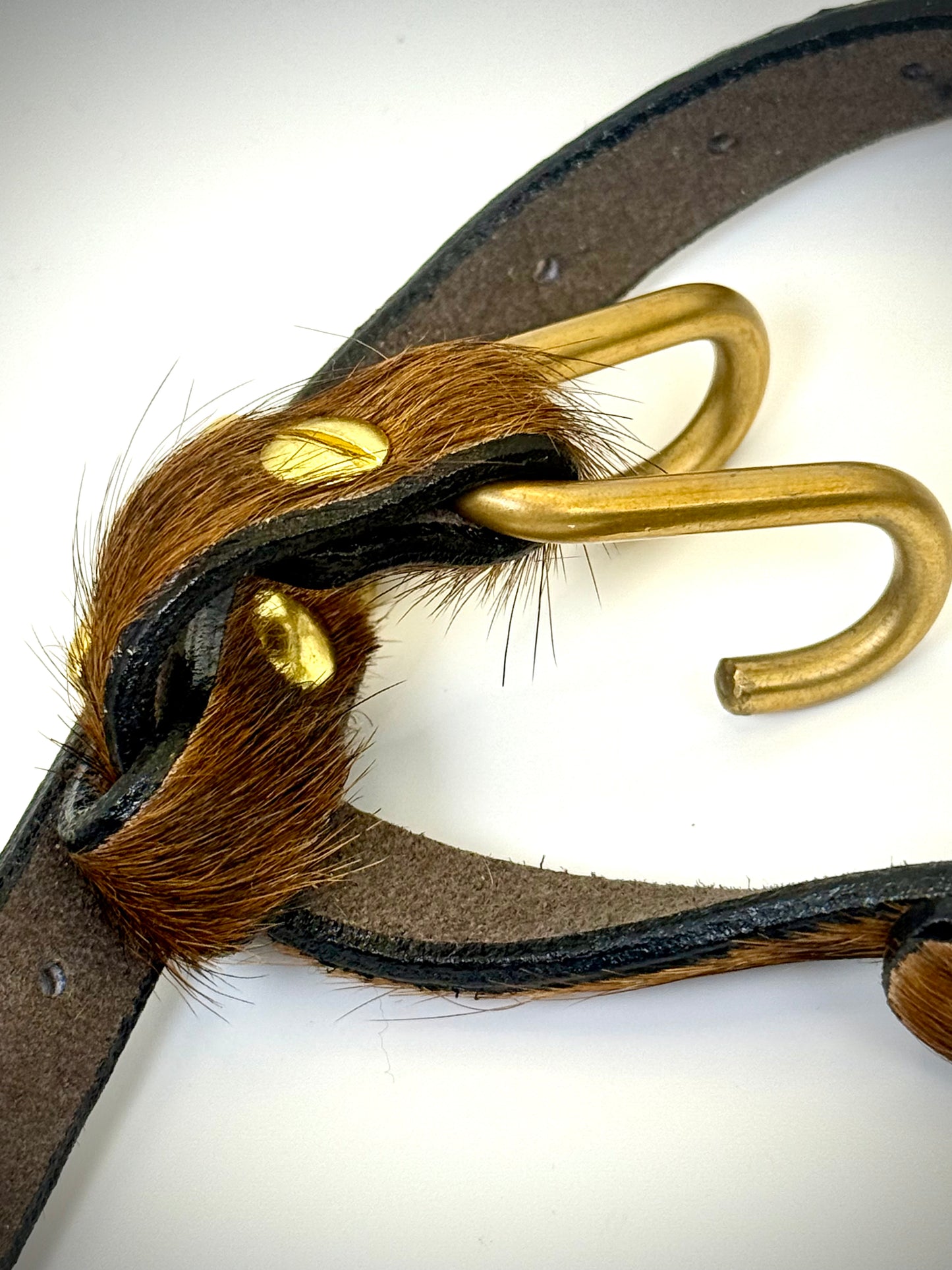 BDSM- Nose and Mouth restraint harness- long hair cowhide for sensory play