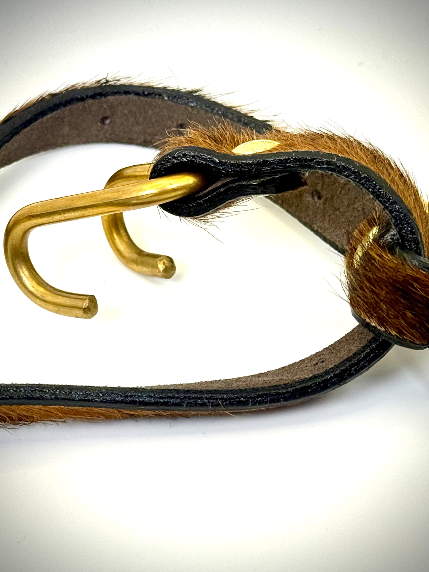 BDSM- Nose and Mouth restraint harness- long hair cowhide for sensory play