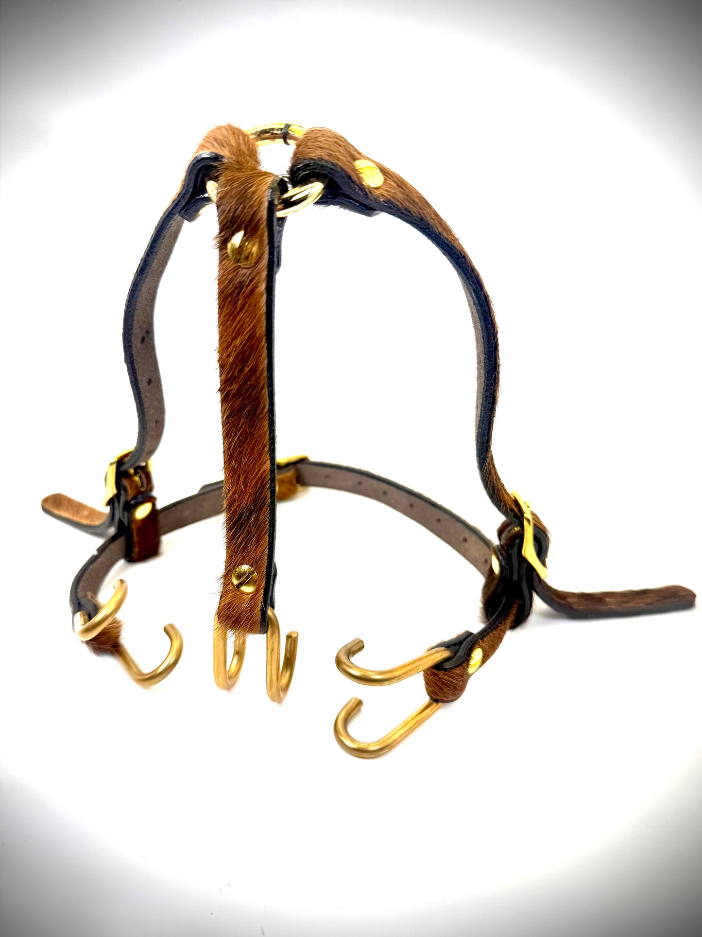 BDSM- Nose and Mouth restraint harness- long hair cowhide for sensory play