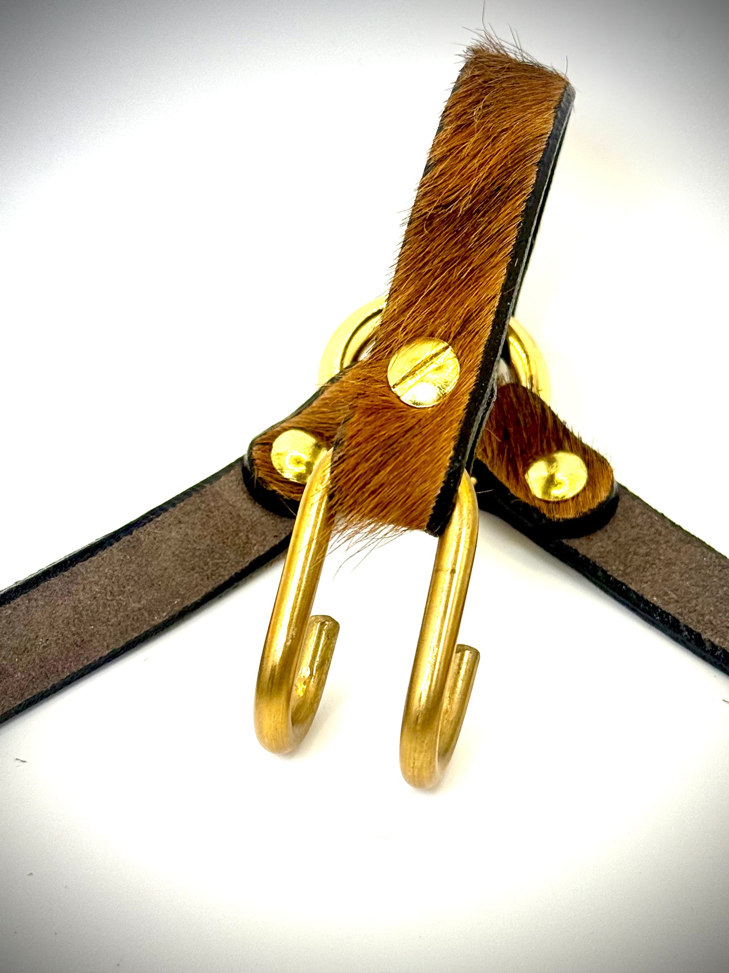 BDSM- Nose and Mouth restraint harness- long hair cowhide for sensory play