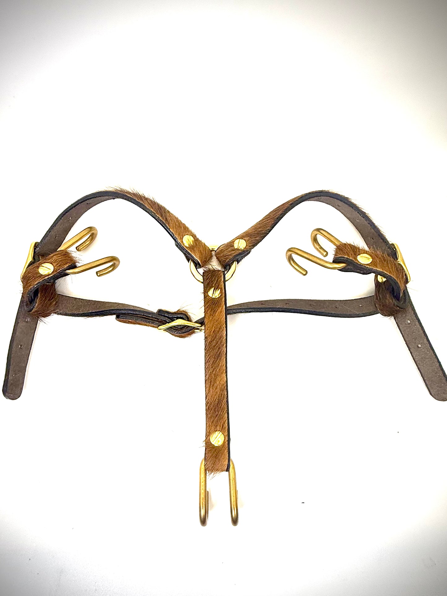 BDSM- Nose and Mouth restraint harness- long hair cowhide for sensory play