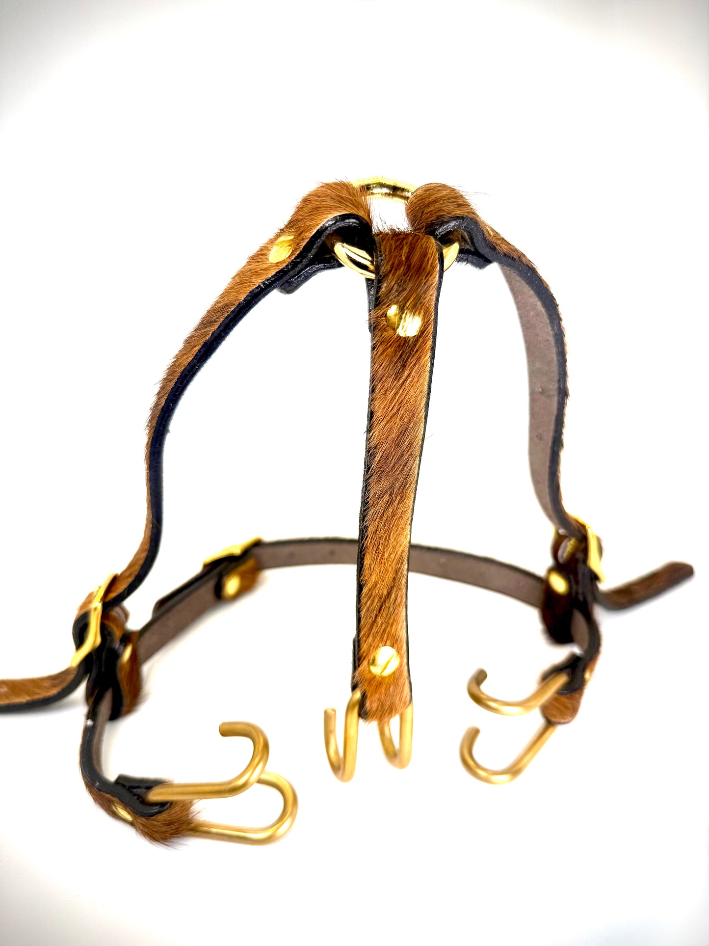BDSM- Nose and Mouth restraint harness- long hair cowhide for sensory play