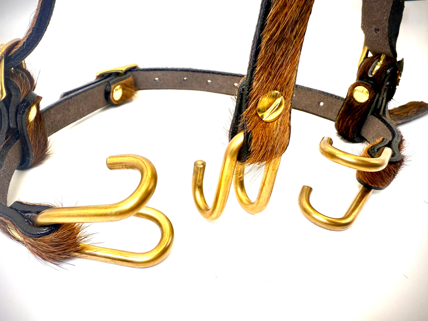BDSM- Nose and Mouth restraint harness- long hair cowhide for sensory play