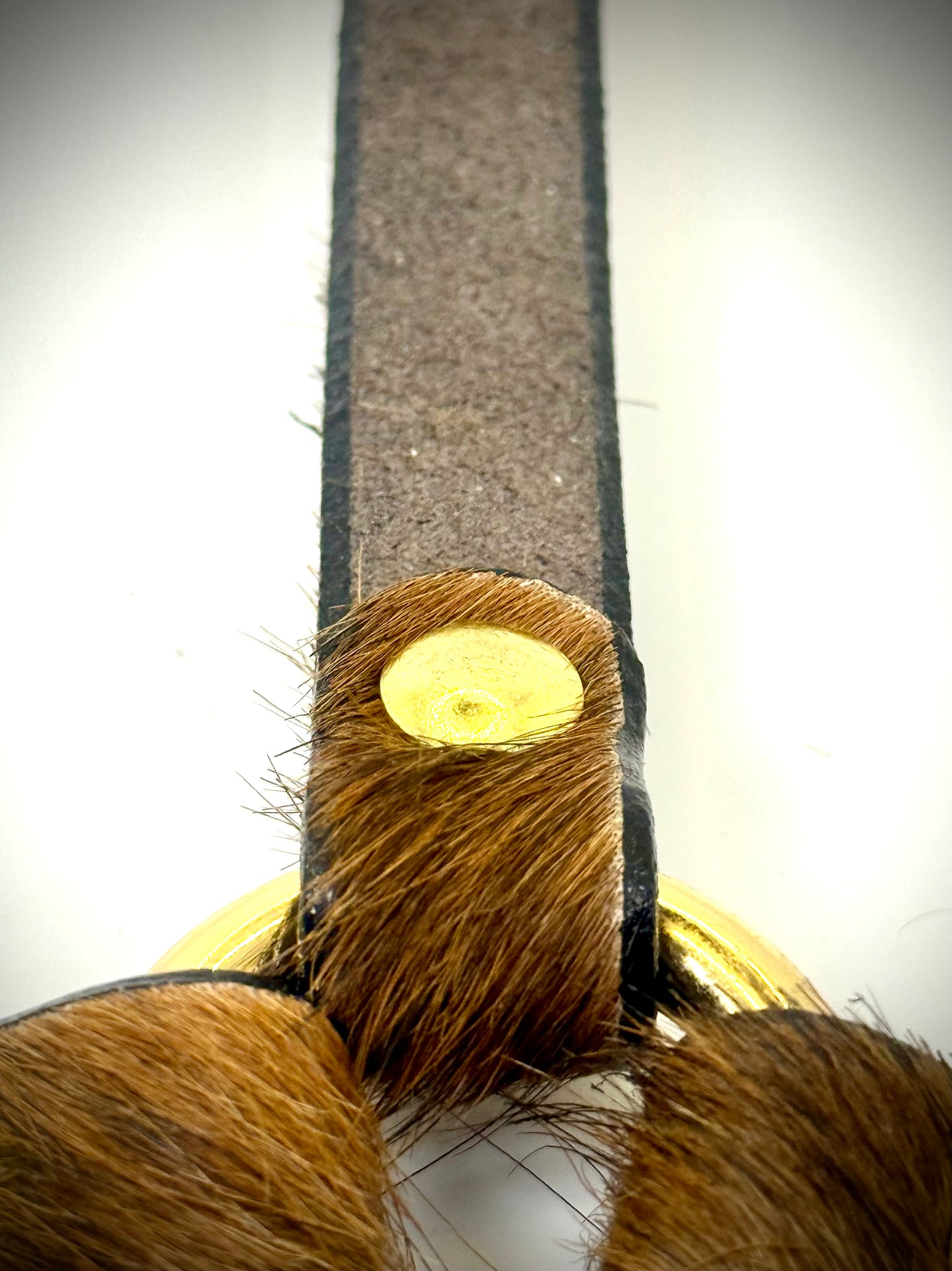 BDSM- Nose and Mouth restraint harness- long hair cowhide for sensory play