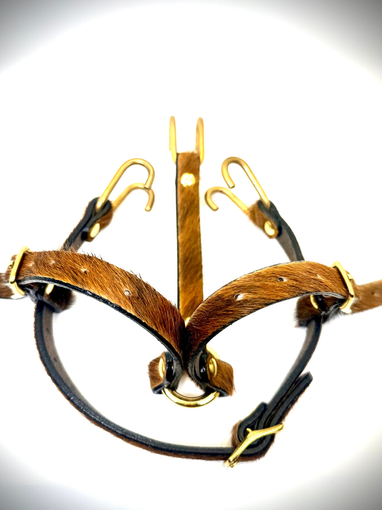 BDSM- Nose and Mouth restraint harness- long hair cowhide for sensory play