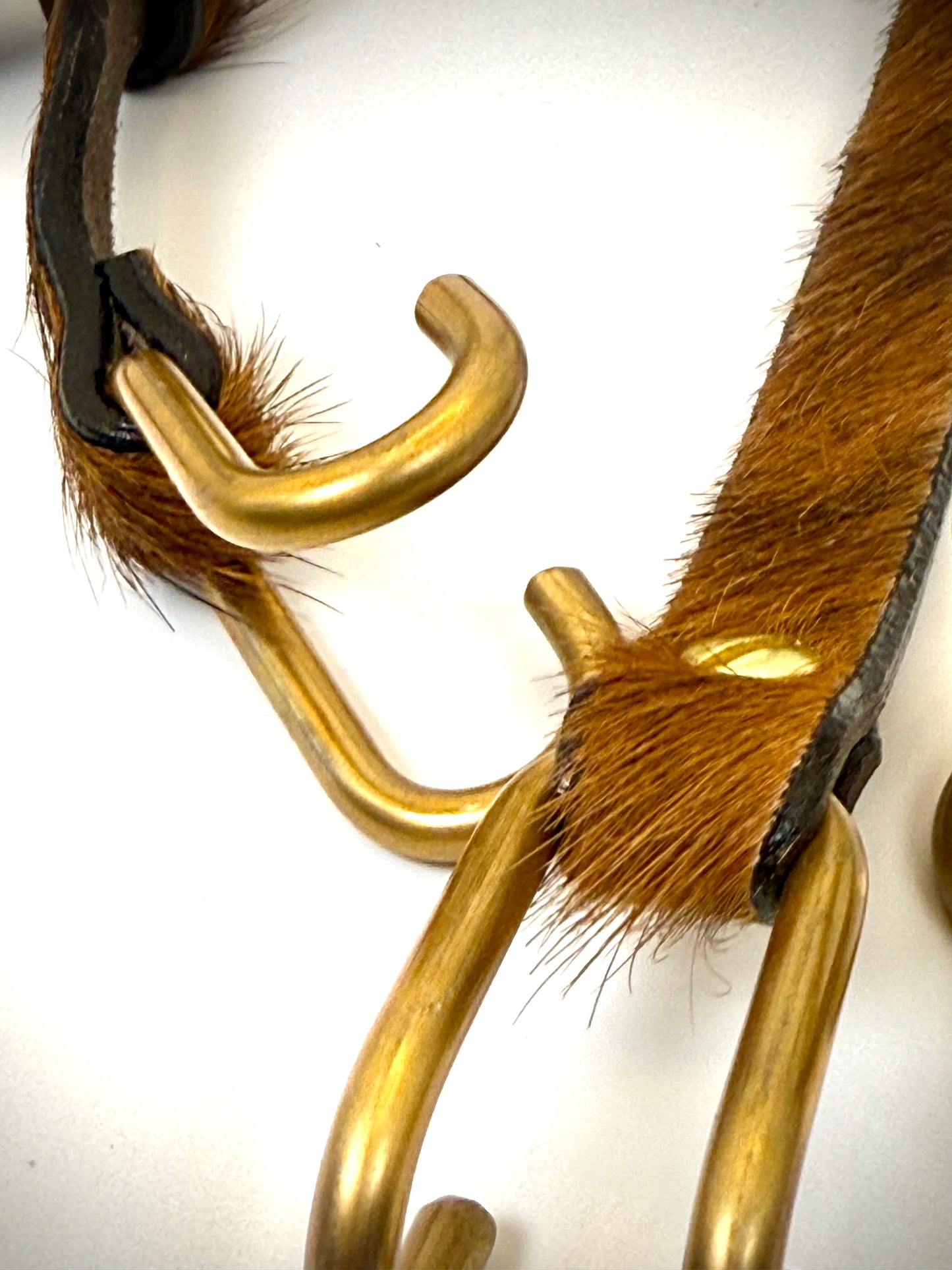 BDSM- Nose and Mouth restraint harness- long hair cowhide for sensory play